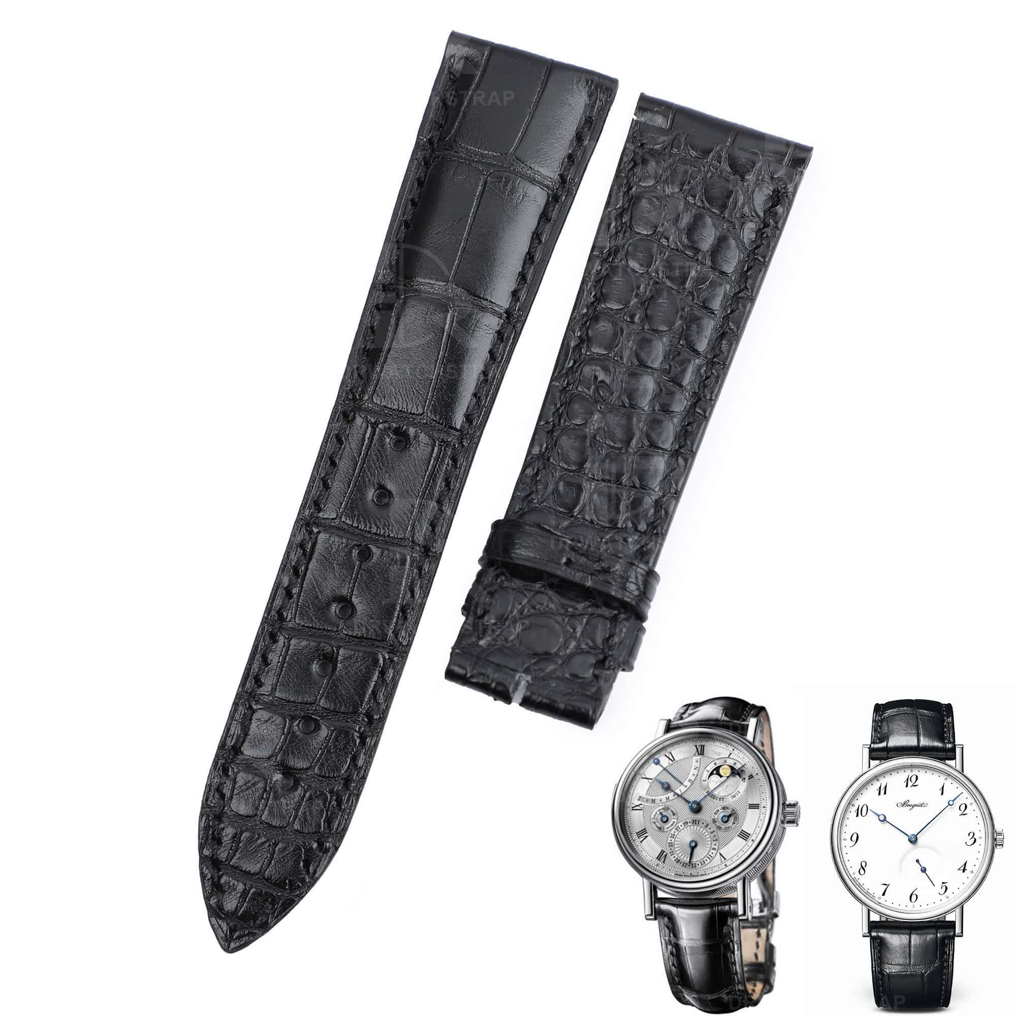 Custom Double Side Alligator replacement leather watchbands for Breguet Tradition straps