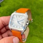 Cartier Santos Medium 35mm with Blue alligator replacement watch band from drwatchstrap (1)