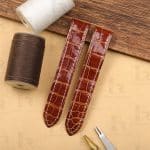 Genuine red alligator leather watch strap for Chopard Happy Diamonds