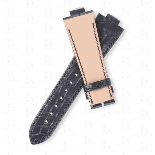 Custom Replacement Black Alligator leather ulysse nardin marine strap (2)