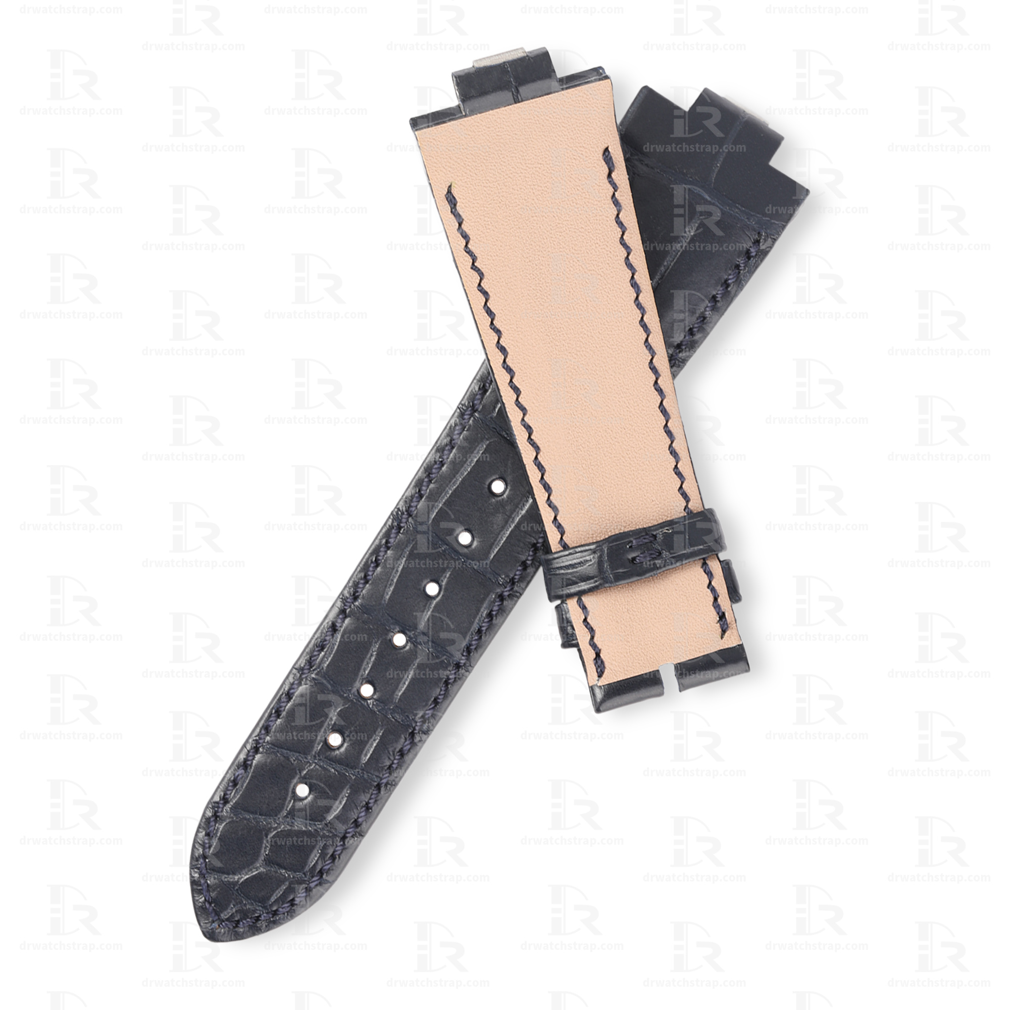 Custom Replacement Black Alligator leather ulysse nardin marine strap (2)