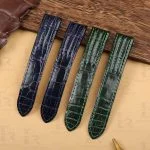 Handmade Custom Vintage Cartier Vendome straps Dark Green Round scale American Alligator watch bands