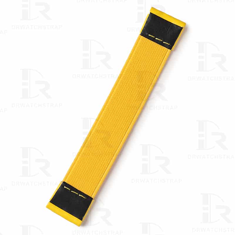 Custom handmade 20mm 21mm Elastic aftermarket yellow orange brown black white Omega watch band & watch straps replacement for Swatch Omega Speedmaster watch strap and buy best Omega Speedmaster straps online from DR watchstrap at a low price