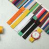 Custom handmade 20mm 21mm Elastic watch band yellow orange green black white replacement for Swatch Omega Speedmaster strap
