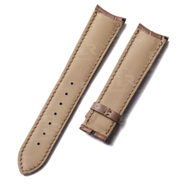 Custom handmade warm grey replacment alligator watch band for Vacheron Constantin Traditionnelle strap quick switch spring bar