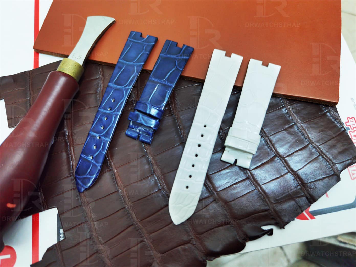 Custom handmade alligator watchbands for Van Cleef & Arpels Poetic Complications straps