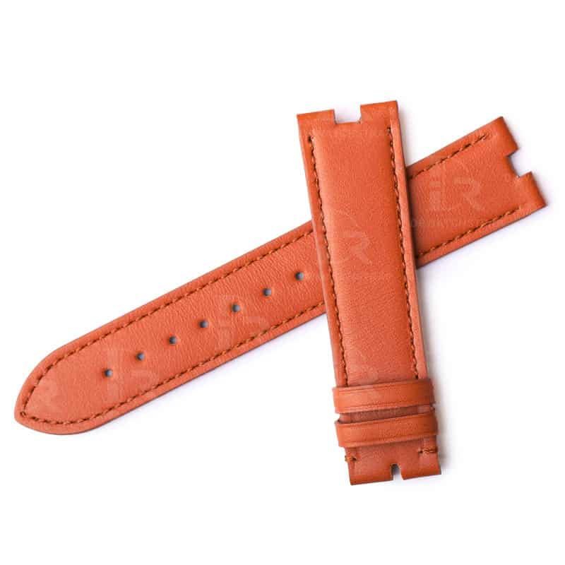 Handmade calfskin orange leather replacement watch band for Patek Philippe Ellipse strap