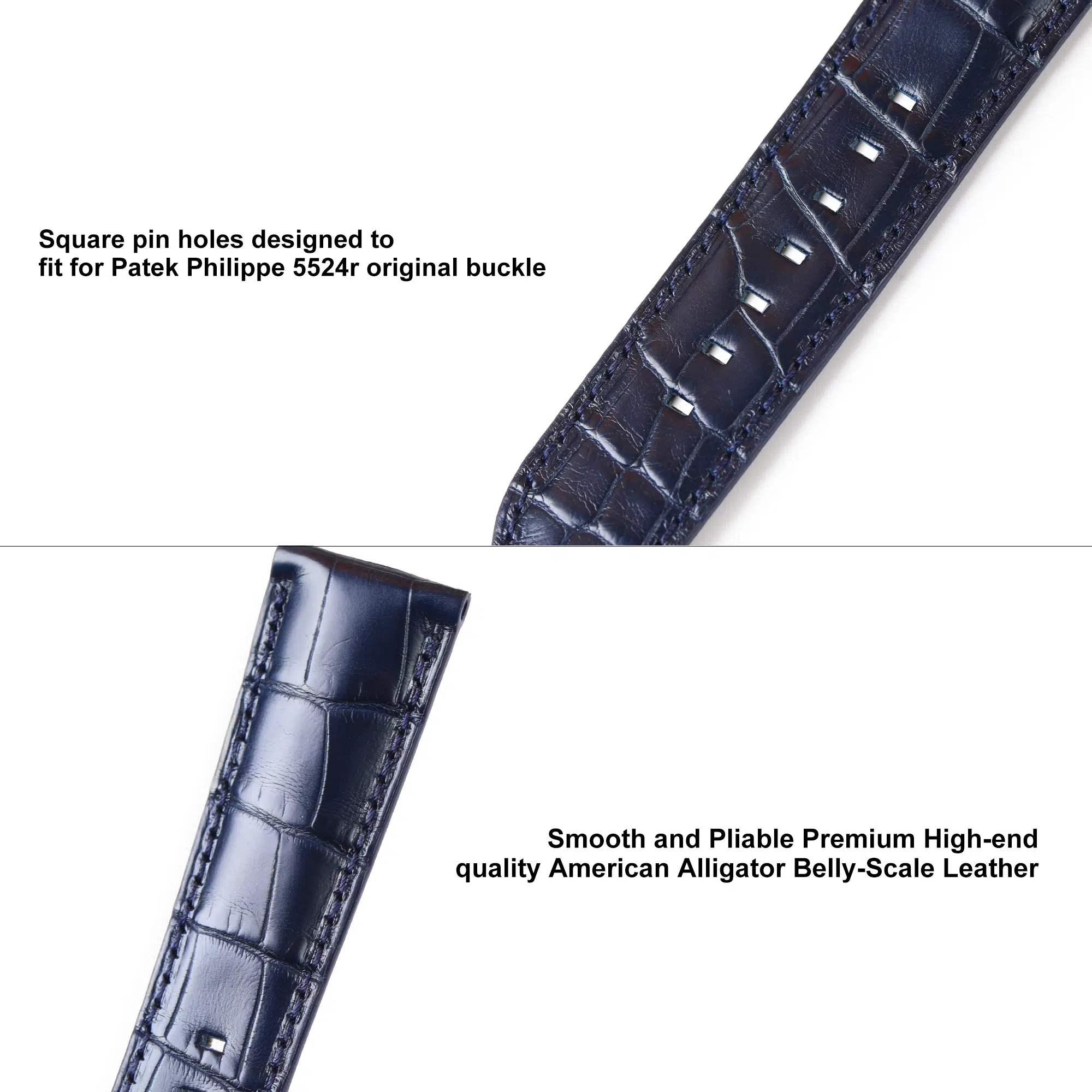 Handmade-custom-blue-alligator-leather-strap-for-Patek-Philippe-5524R-watch-band