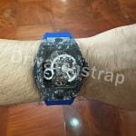 Buy Custom Hublot Spirit of Big Bang 647 Moonphase Canvas Pattern Orange Rubber Velcro & Elastic strap Handmade watchbands (2)