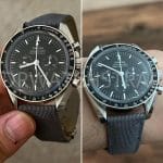 Real-life image – Custom Texitle watch band for Omega Speedmaster