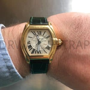 Custom green alligator leather strap for Cartier Roadster