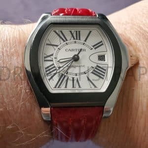Custom gray grey alligator leather strap for Cartier Roadster