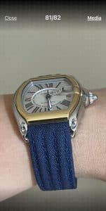 Cartier Roadster Black Canvas Fabric Textile kevlar watch band strap