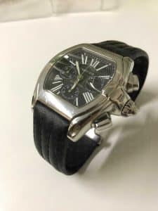 Cartier Roadster Chronograph 2618 Black alligator leather watch band strap 20mm for sale dr watch strap