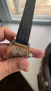 Cartier Roadster Watch olive green canvas leather watch band strap 19mm replacement for sale drwatchstrap (2)