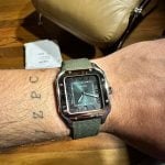 Cartier Santos Medium 35mm with Blue alligator replacement watch band from drwatchstrap