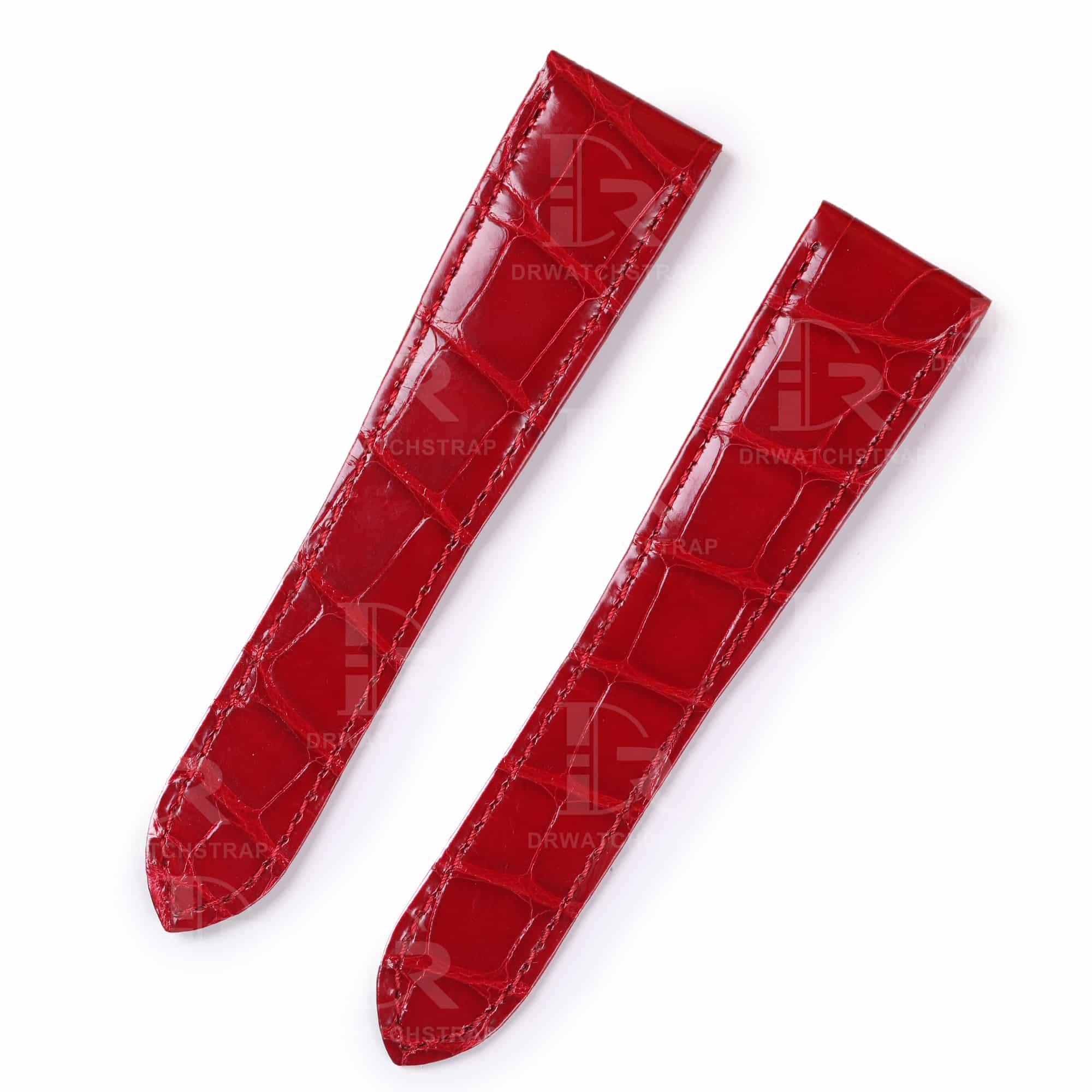 Best quality replacement red alligator crocodile leather Cartier Calibre watch strap and watch band for Cartier Calibre dive watches online - Aftermarket leather watchbands for Cartier Calibre at a low price