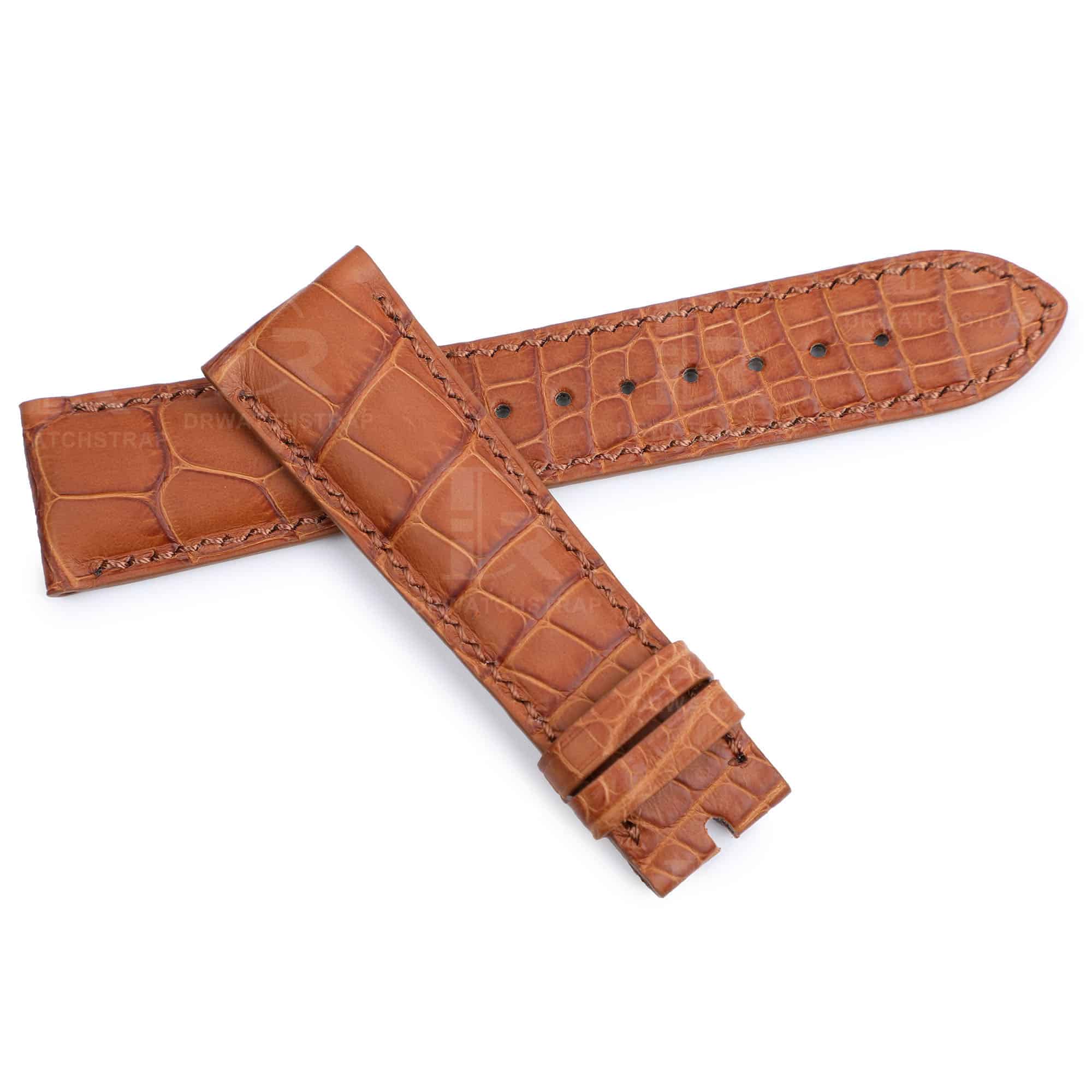 Custom handmade replacement Belly-Scale brown alligator leather watchband for Chopard LUC straps