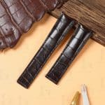 Handmade brown leather white stitching watch strap for Girard Perregaux Laureato Evo3 80180 (2)