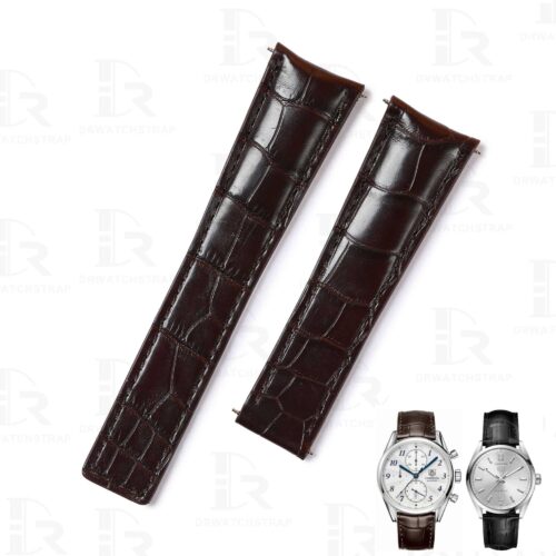 Custom handmade alligator brown replacement leather watch bands for Tag Heuer Carrera Heritage watches