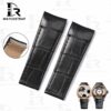 Buy Curved end custom black alligator leather watch strap for Corum Bubble Casino watch band for sale (1)