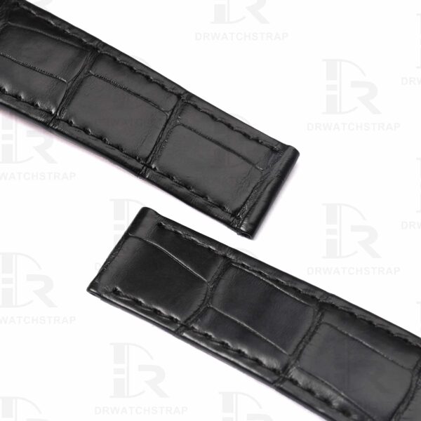 Buy Curved end custom black alligator leather watch strap for Corum Bubble Casino watch band for sale (3)