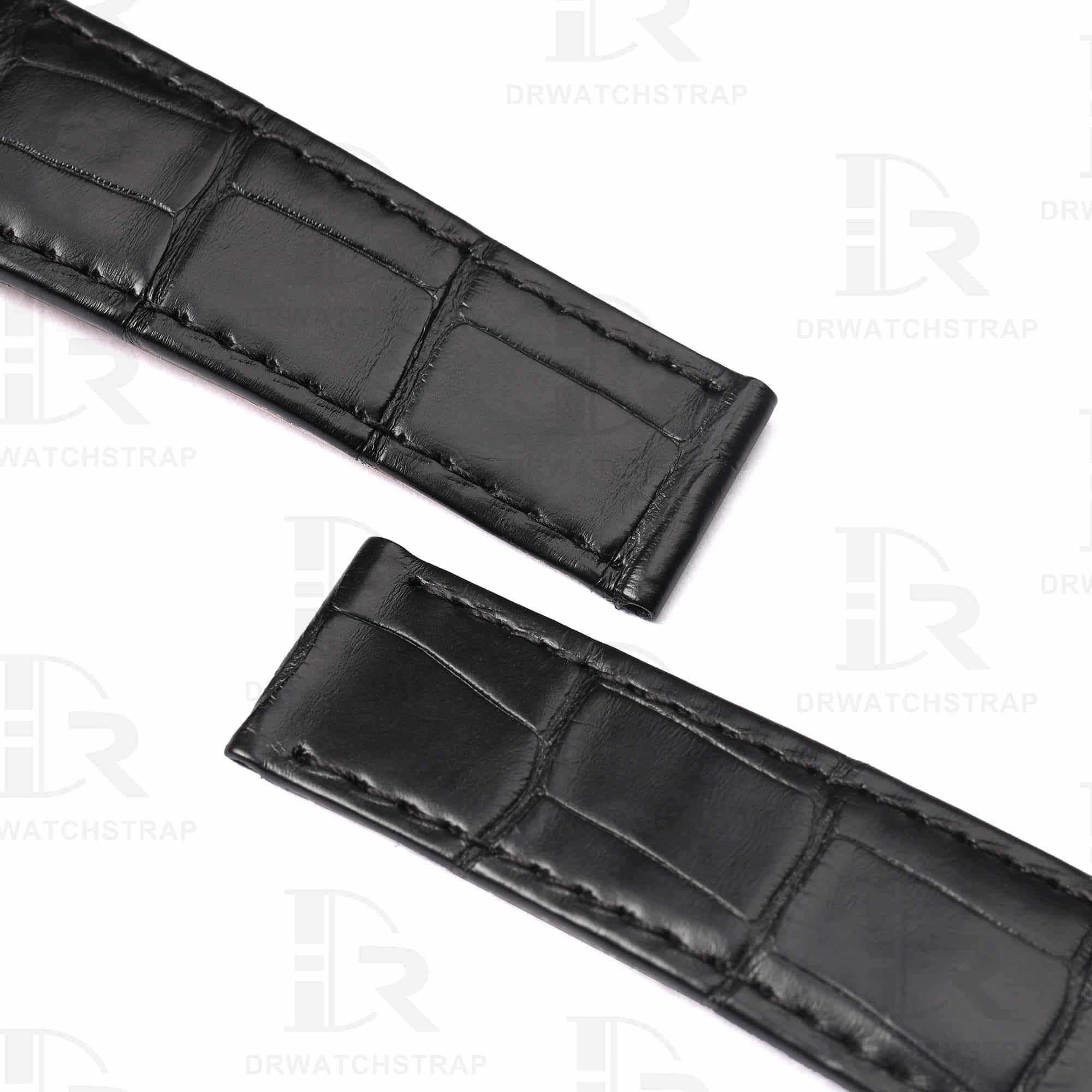 Buy Curved end custom black alligator leather watch strap for Corum Bubble Casino watch band for sale (3)