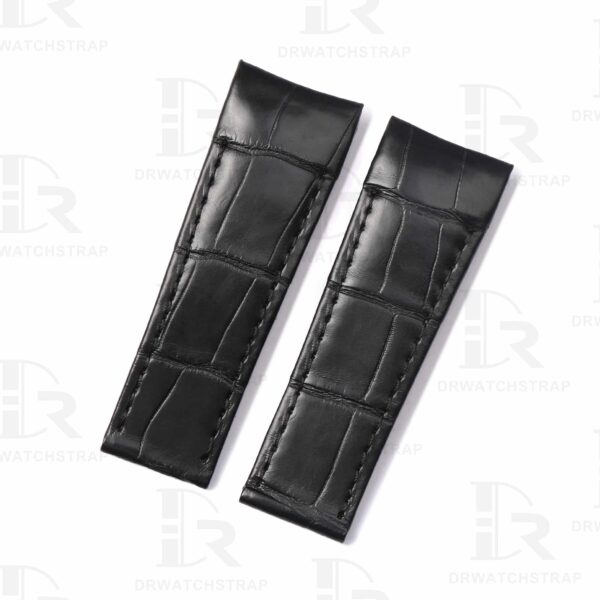 Buy Curved end custom black alligator leather watch strap for Corum Bubble Casino watch bands for sale (1)
