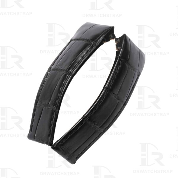 Buy Curved end custom black alligator leather watch strap for Corum Bubble Casino watchbands for sale (1)