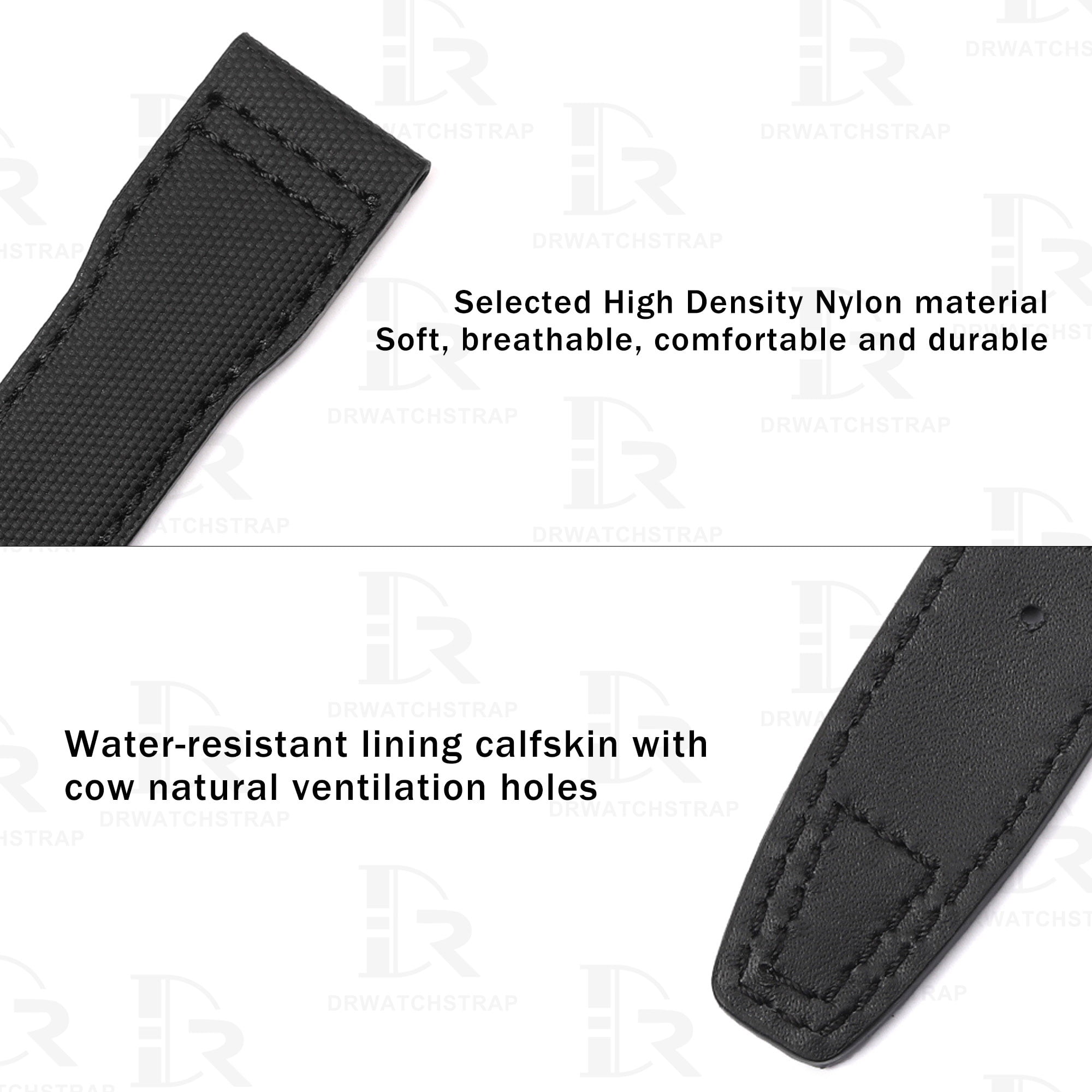 Buy Custom Black nylon fabric for IWC Textile Strap Pilot 20mm 21mm 22mm replacement watchbands (2)