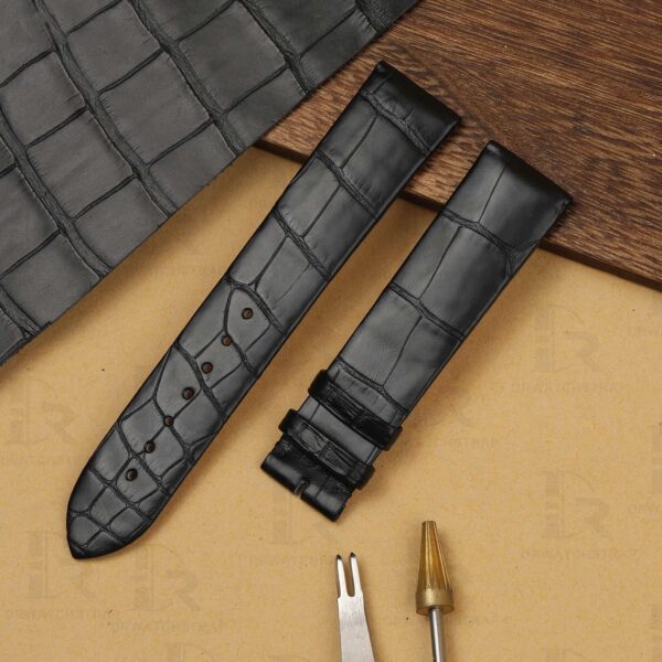 Buy Custom handmade replacement black alligator watch bands for Jaquet Droz watch strap stitchless