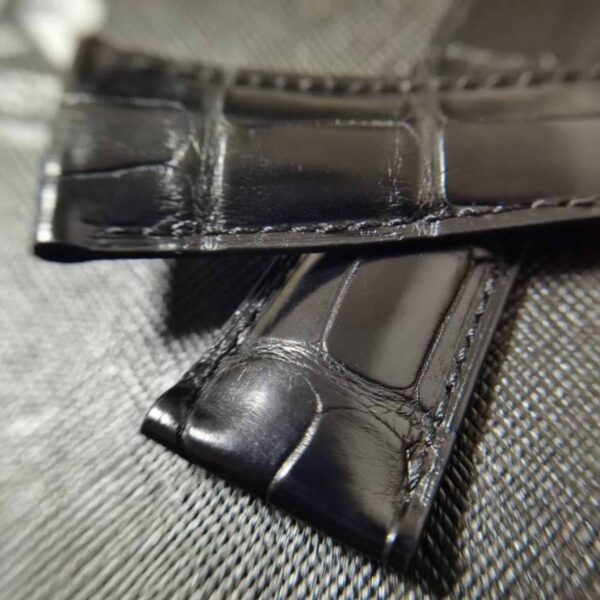 Cartier Tank Alligator Belly Scale black leather watch band best custom handmade
