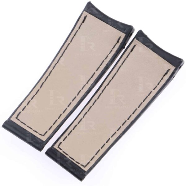 Curved-end custom black alligator leather watchbands for Corum Bubble Casino straps for sale