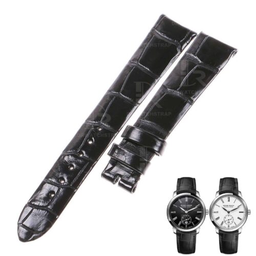 Custom Belly-Scale black alligator leather watchband for Ulysse Nardin straps Custom Belly-Scale black alligator leather watchband for Ulysse Nardin straps