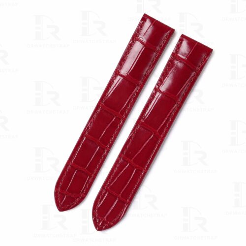 Custom Red Alligator leather watch strap for Cartier Tank Solo Ronde Cle de Cartier band small large XL 16mm 18mm 20mm 23mm