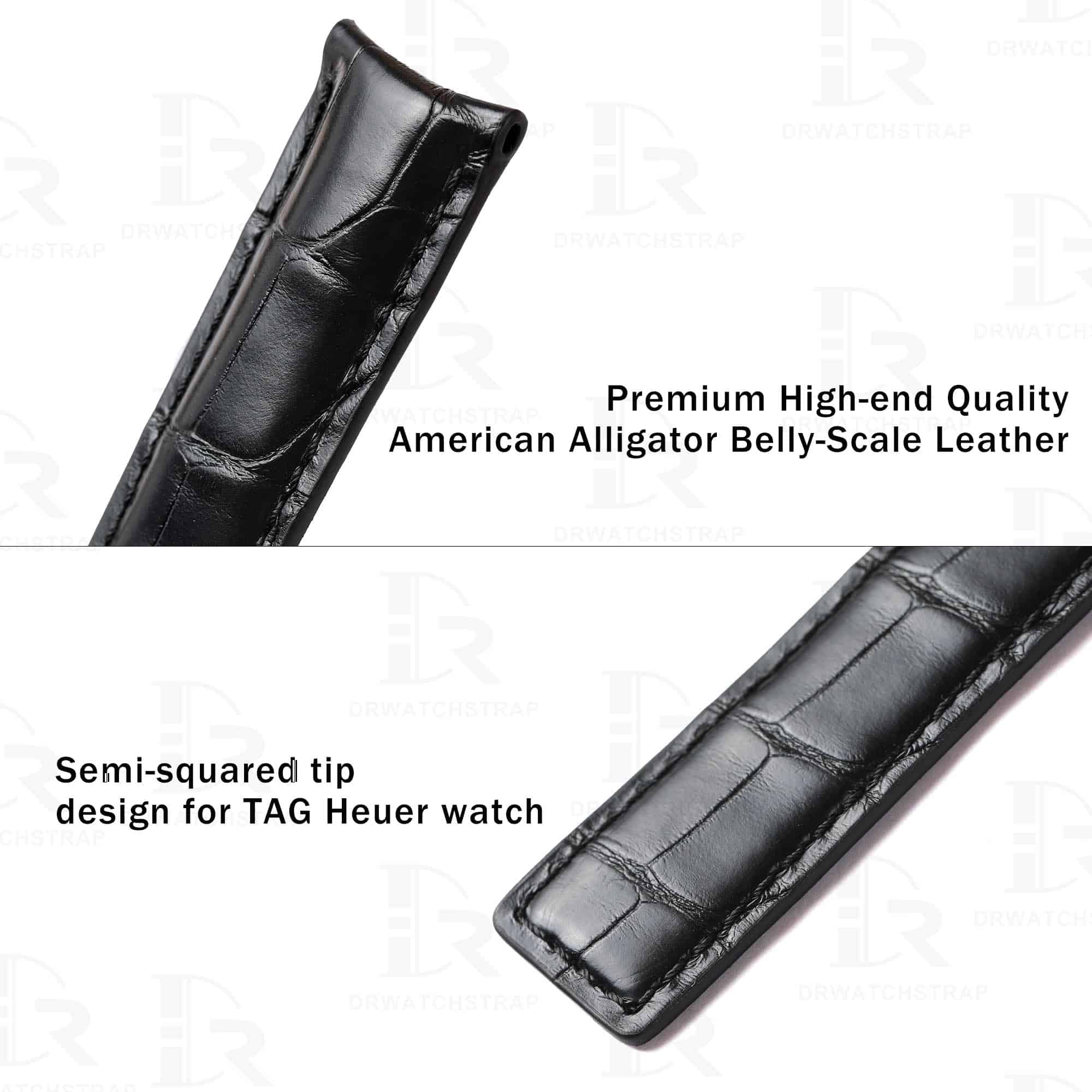 Genuine alligator leather and Semi-squared tip design