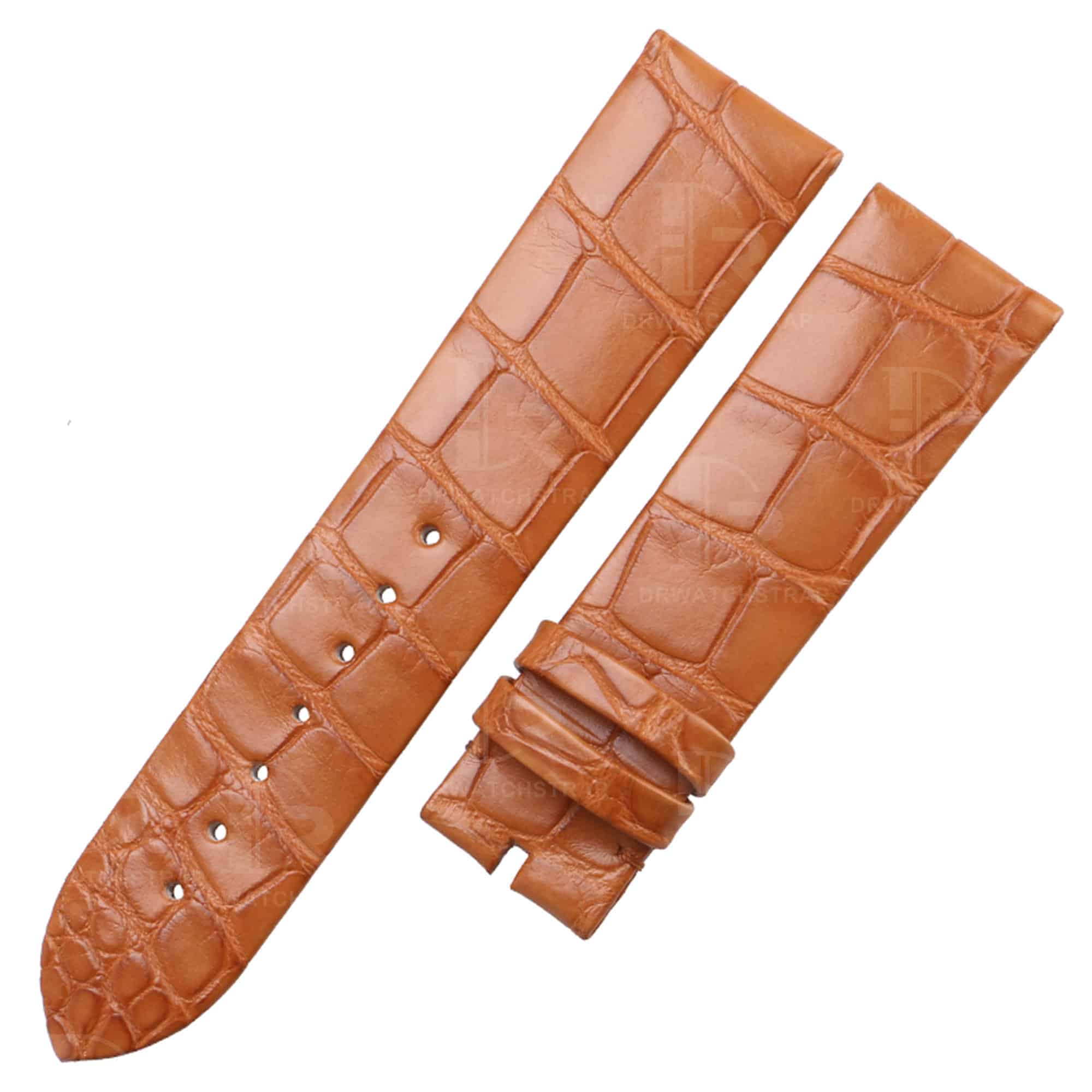 Custom handmade replacement orange alligator watchband for Jaquet Droz watch strap stitchless