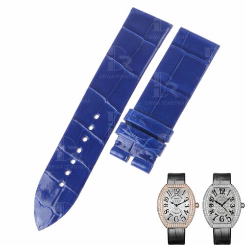 Custom handmade replacment blue watch band for Franck Muller Heart 5000H 5002M QZ strap