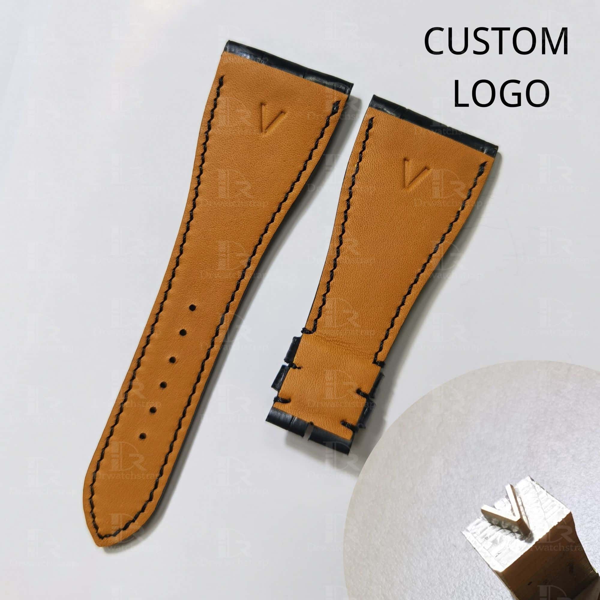 Custom logo engraved personalized leather watch band strap (1)
