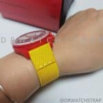 Custom nylon canvas velcro strap yellow elastic watch band 20mm for Omega x Swatch Mission to Mars red watch