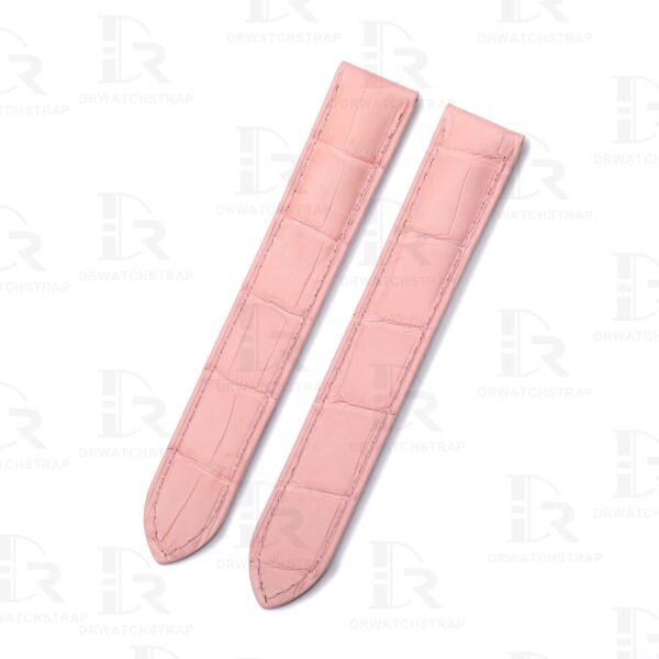 Handmade Cartier Tank solo Sakura pink Alligator Square Scale leather watch strap for Cartier (Double Folded) watch band (2)