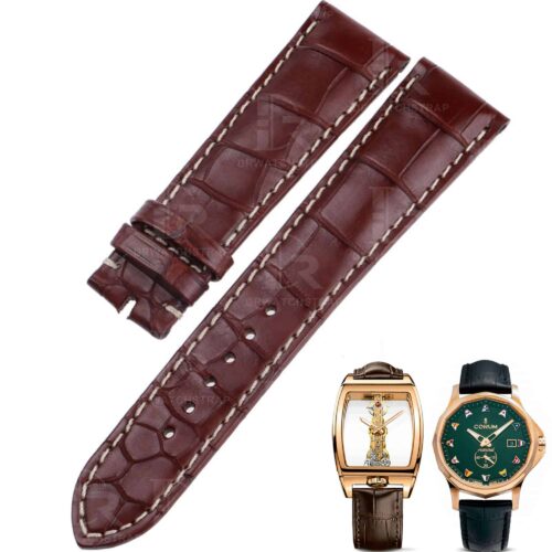Handmade custom leather alligator watchband for Corum Admiral's Cup Golden Bridge strap