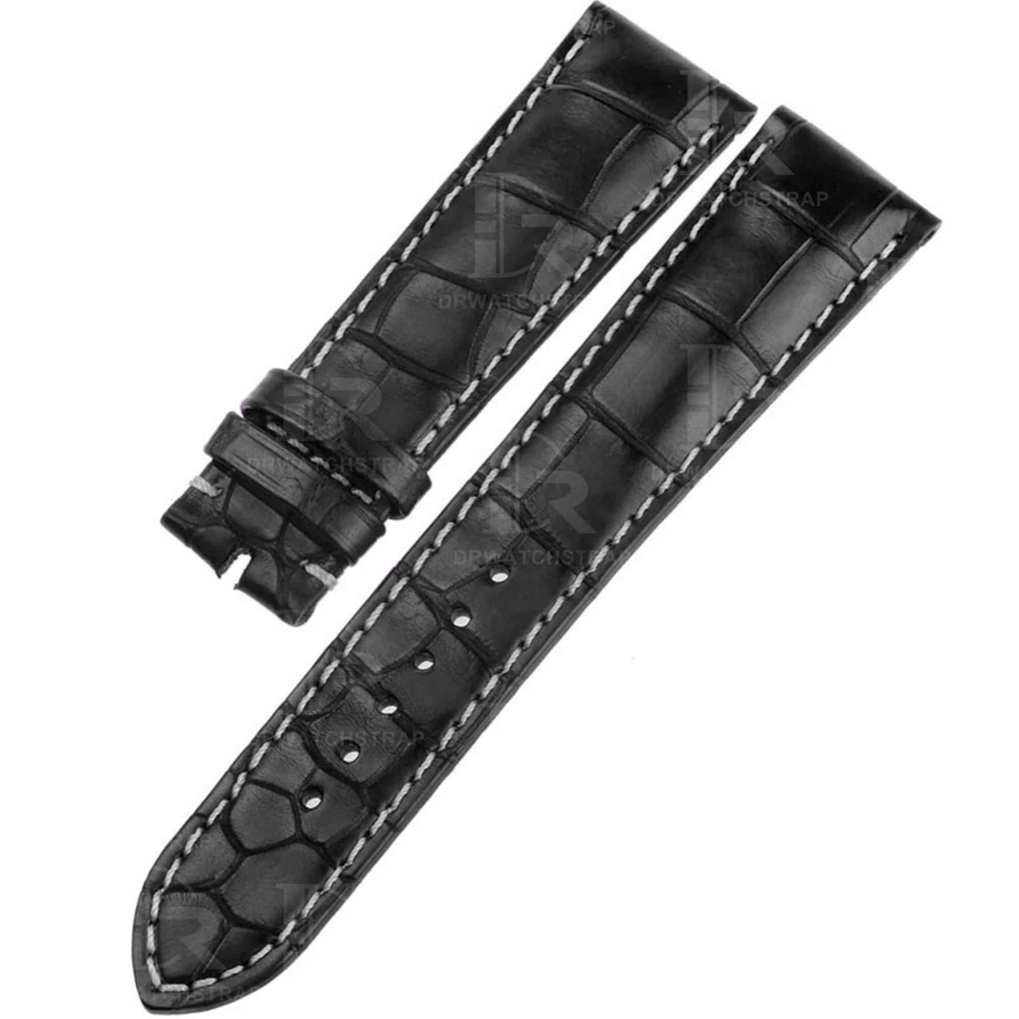 Handmade custom black leather alligator watch band for Corum Admiral's Cup Golden Bridge straps