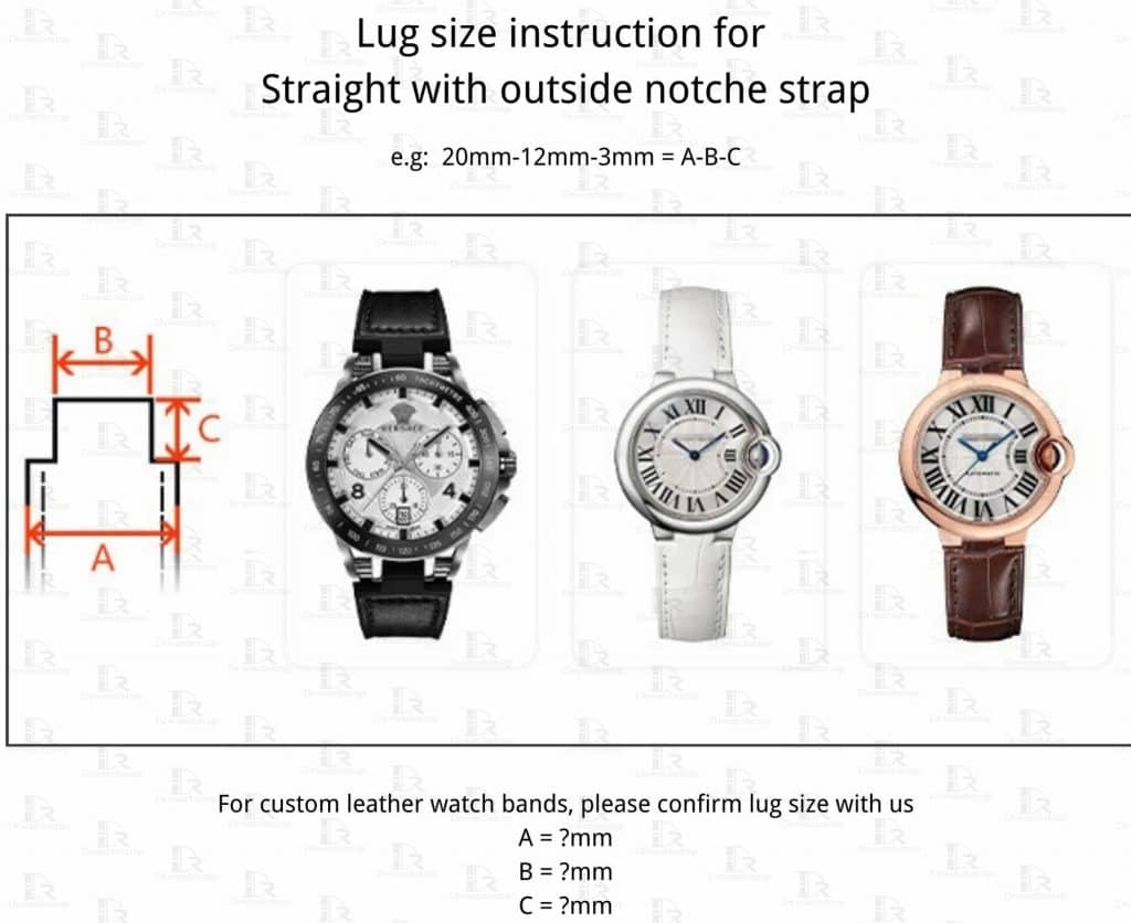 How to measure watch band lug size width