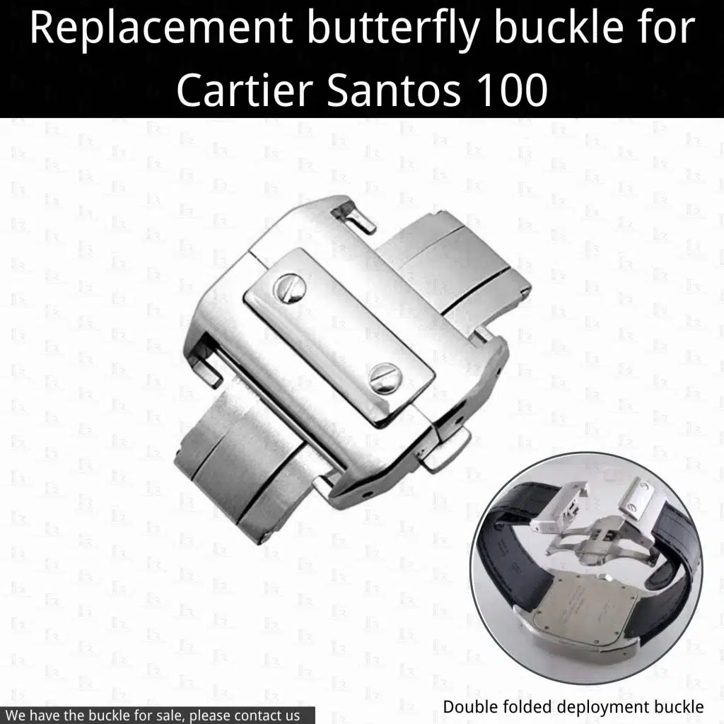 Replacement double-folded deployment watch buckle for Cartier Santos 100 clasp