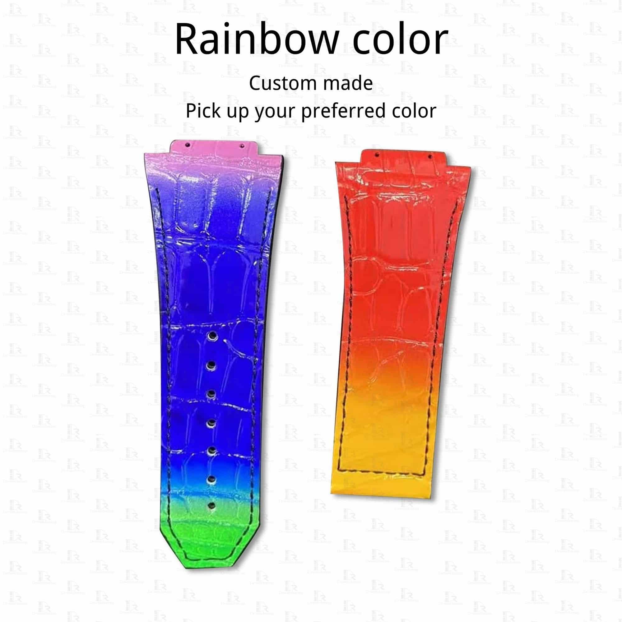 Hublot-Big-Bang-Rainbow-leather-watch-band-Lining Orange calfskin Water resistant Anti-sweat