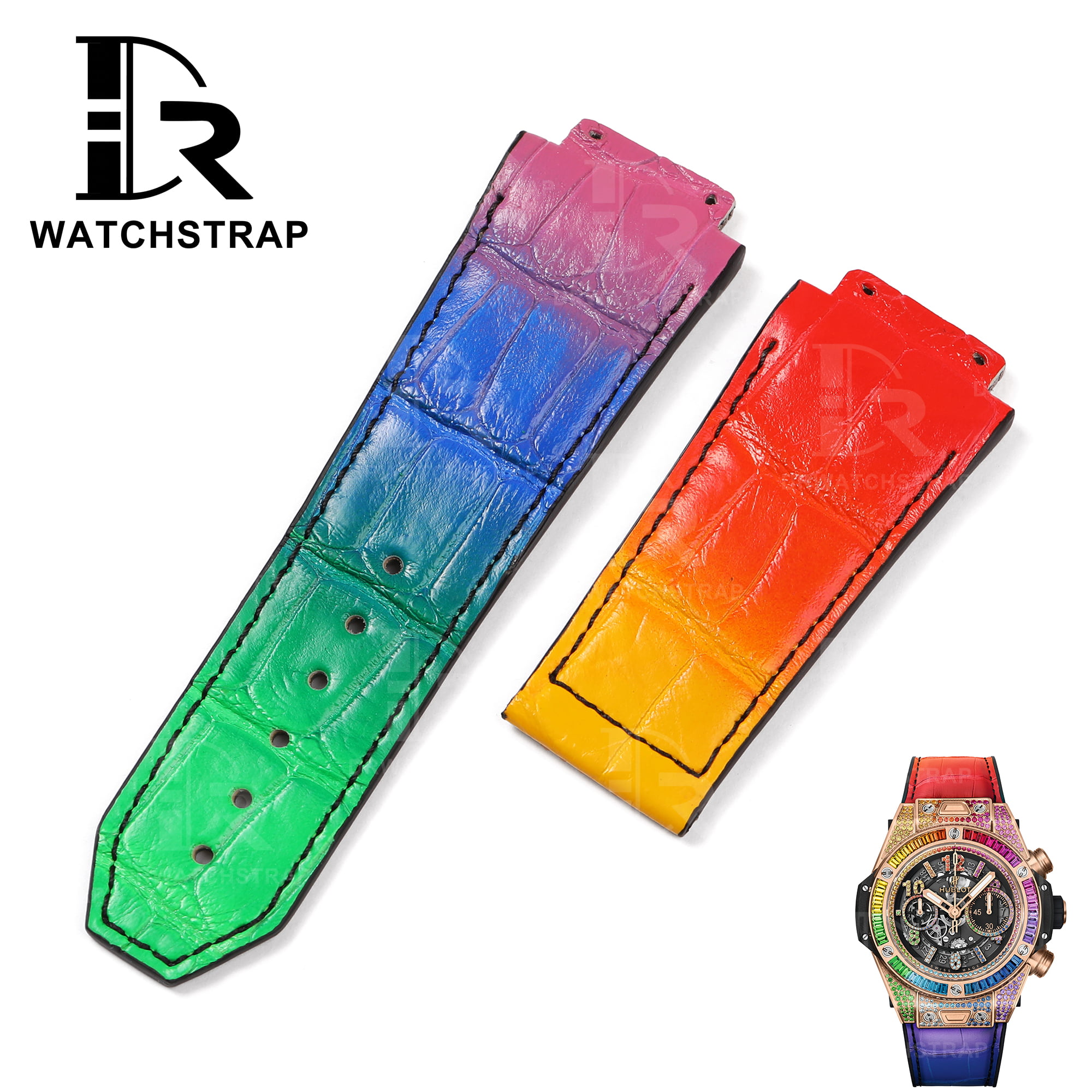 Buy Custom fo Hublot Big Bang rainbow alligator leather Watch Bands Handmade fo strap (1)