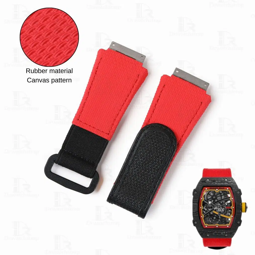 Custom red rubber velcro elastic replacement watch strap Richard Mille RM band aftermarket for sale