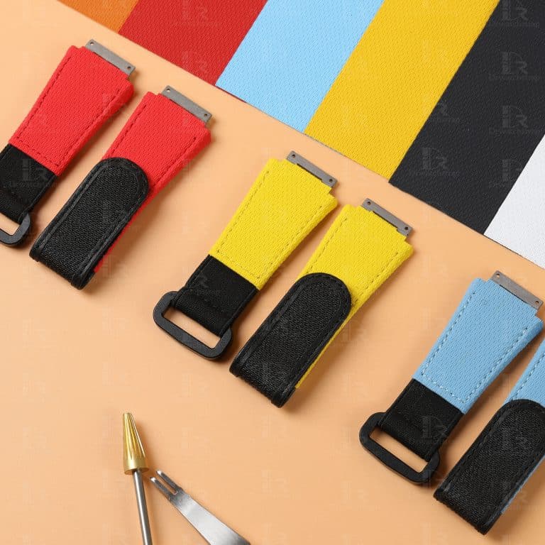Custom rubber velcro watch band and elastic red blue black white yellow prange replacement watch strap for Richard Mille RM aftermarket watch bands online for sale at low price