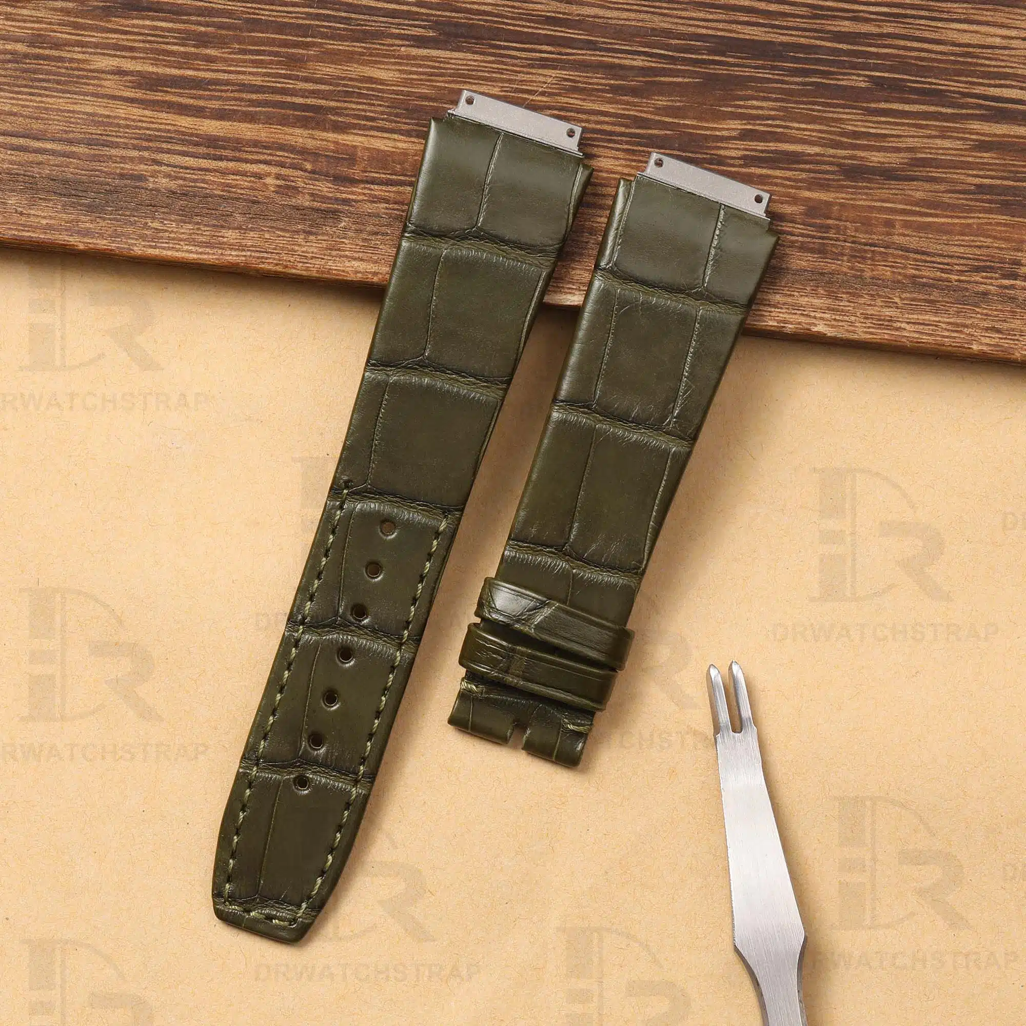 Best quality genuine custom Green Richard Mille RM leather strap replacement and watch band for RM 005 007 010 011 016 030 035 055 067 67-02 and more for sale (2)